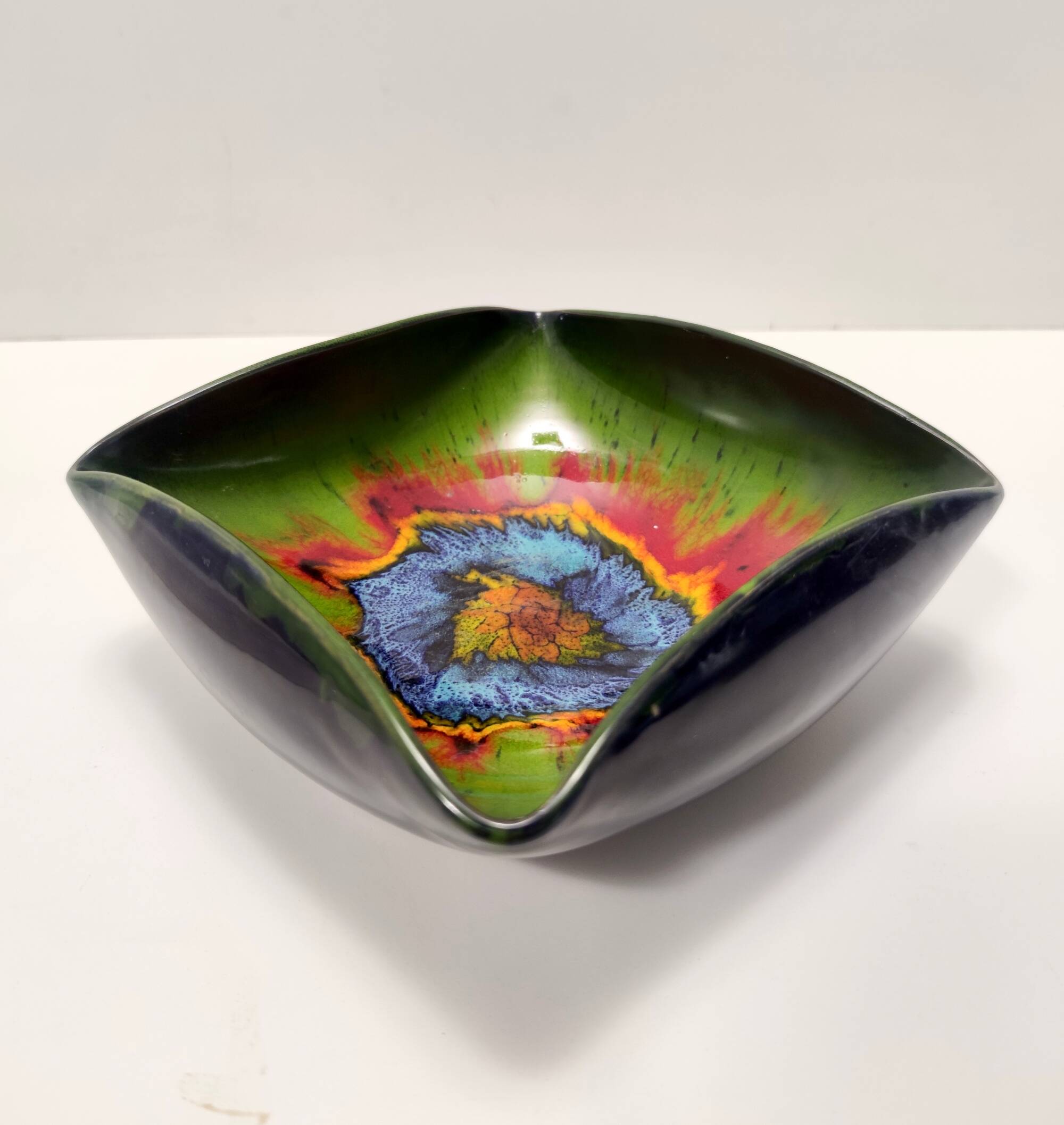 Black and Green Ceramic Vide Poche by Giovanni Poggi for San Giorgio