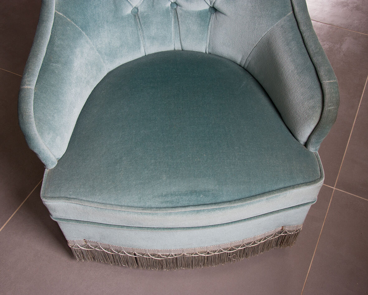 Grey blue toad armchair