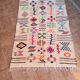 Handmade wool Berber rug – Colourful bohemian Moroccan kilim