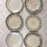 Lot 6 mismatched iron earth dessert plates