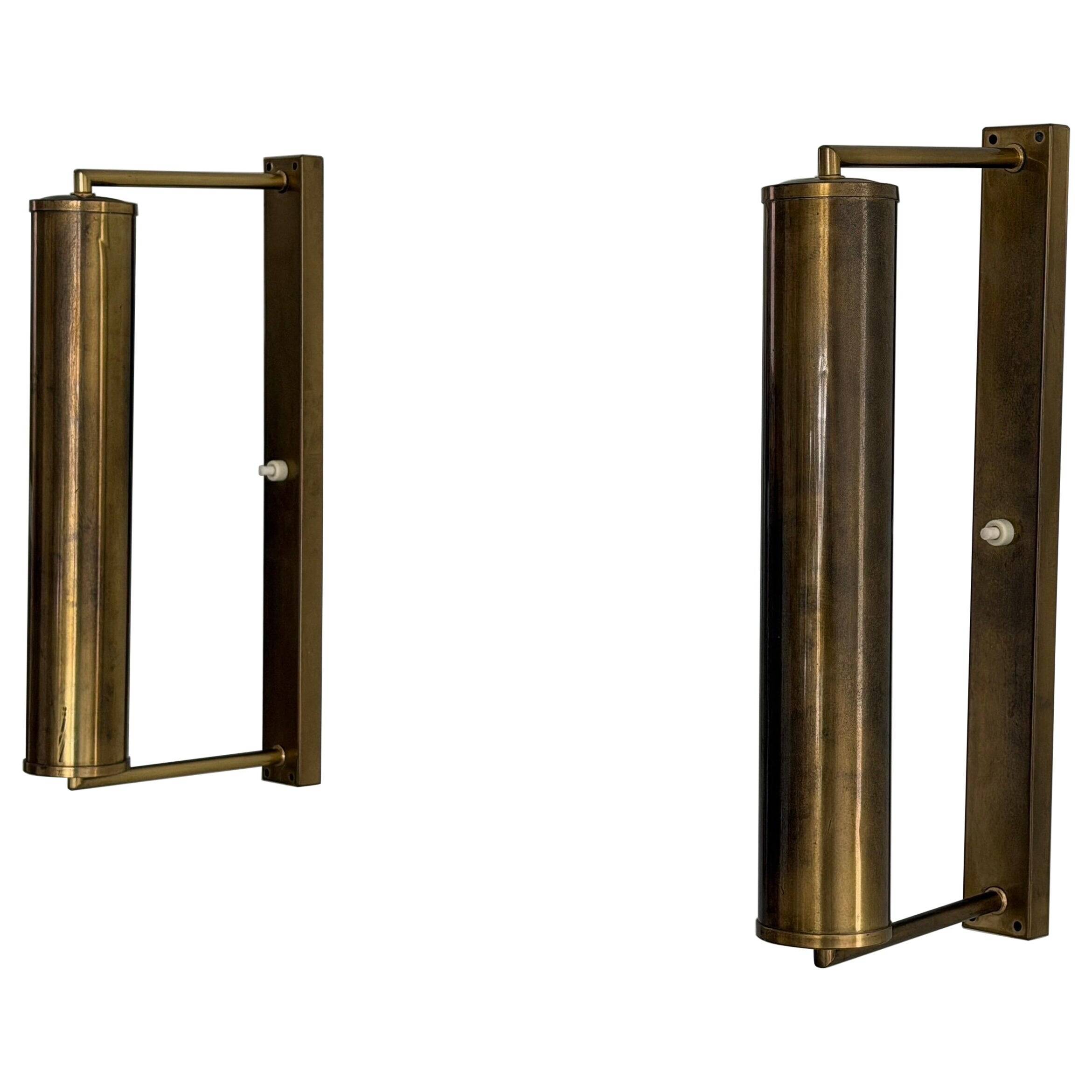 Pair of brass wall lights with adjustable heads from the mid-20th century, 1960, Germany.