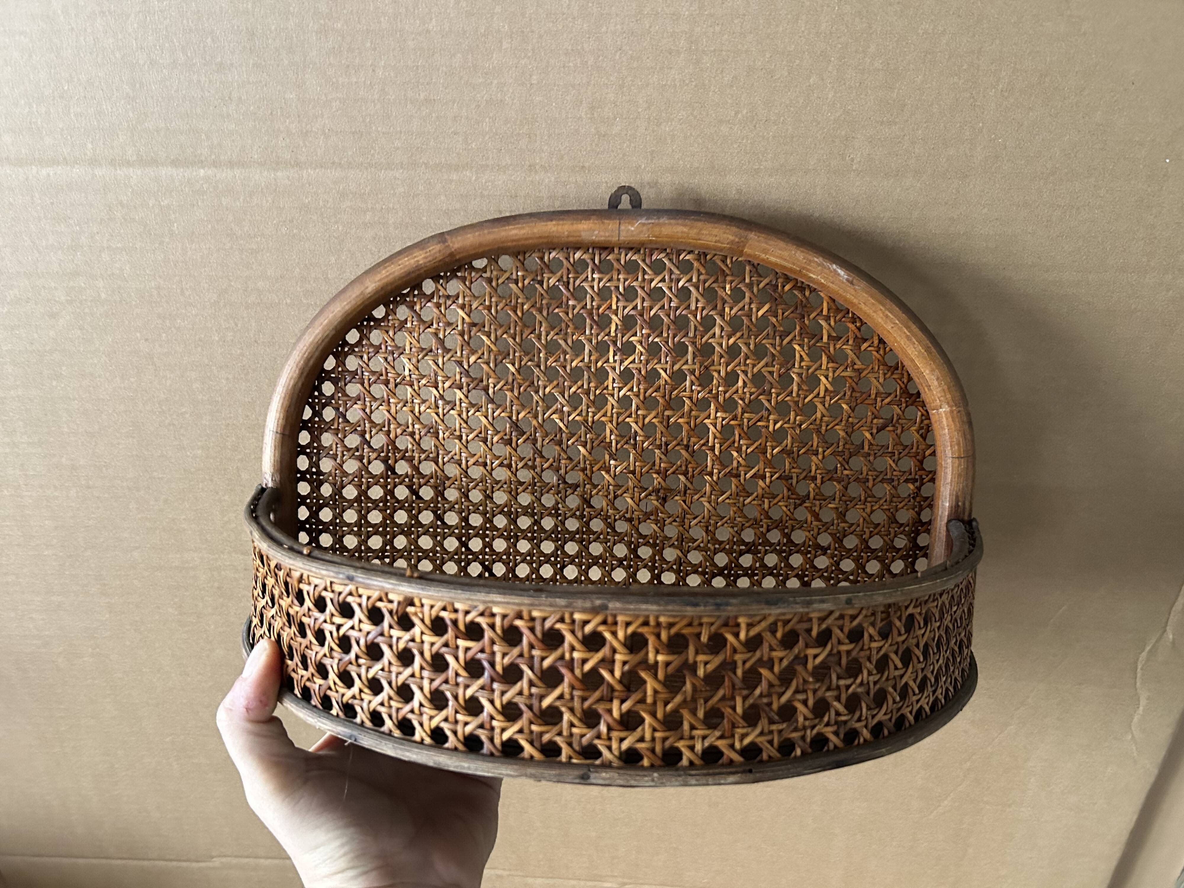 Antique cane wall shelf