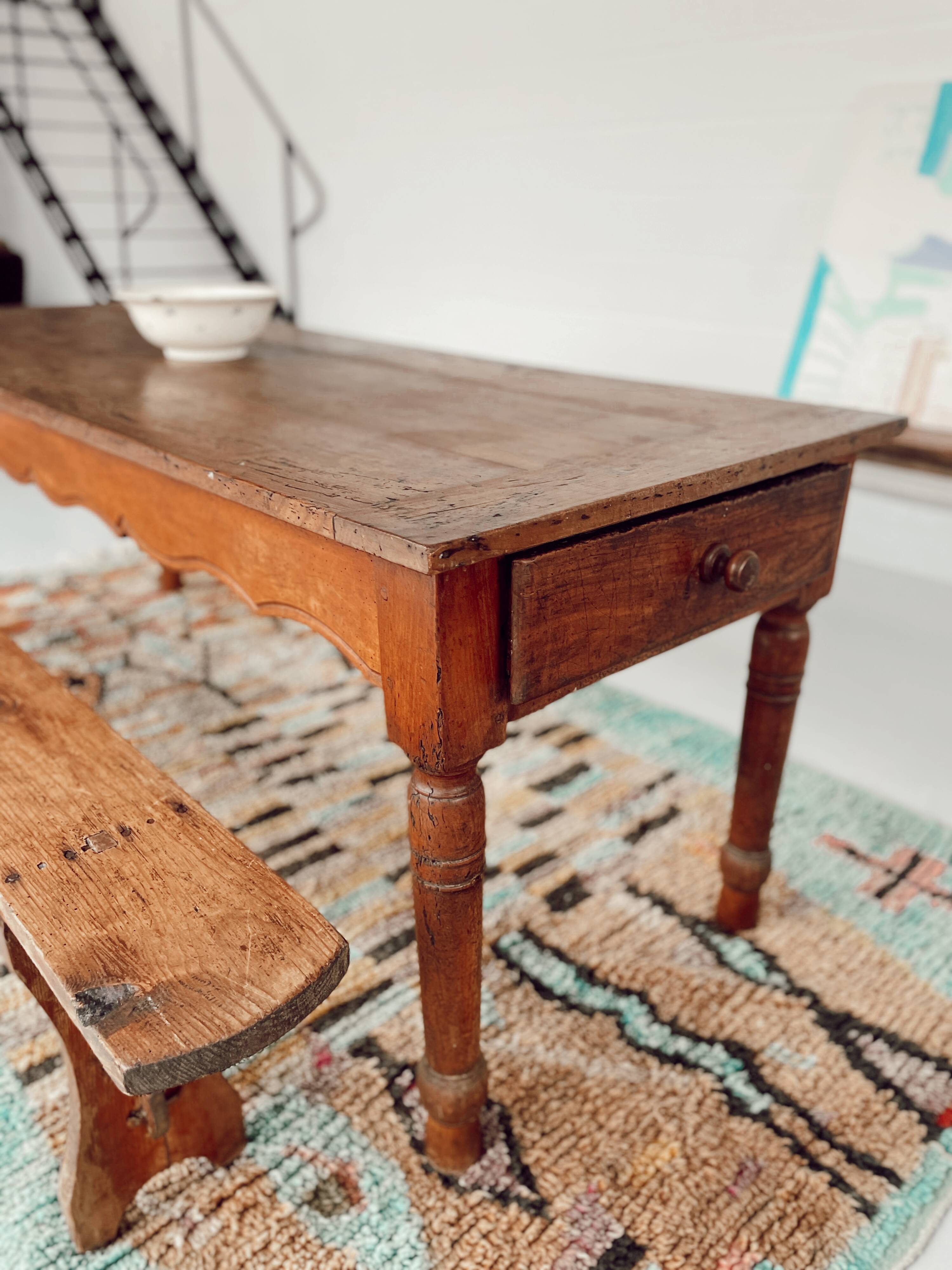 Provencal farmhouse table raw wood