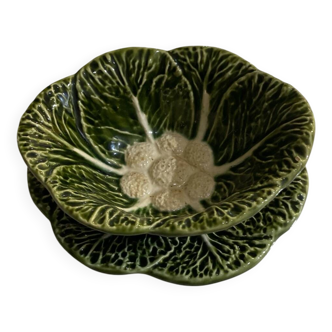 Vintage barbotine and majolica sauceboat