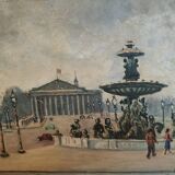 Adrien Raphaël Noulin huile sur toile Naïf/Paris,  la Concorde.