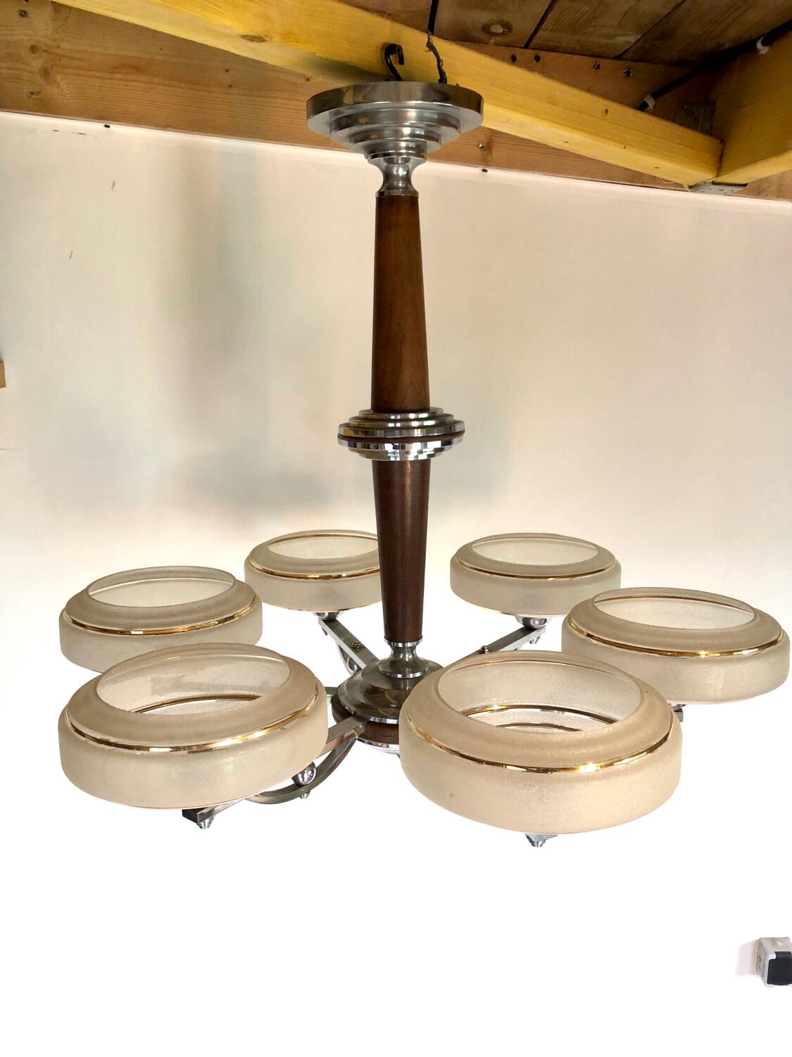 6-light art deco chandelier