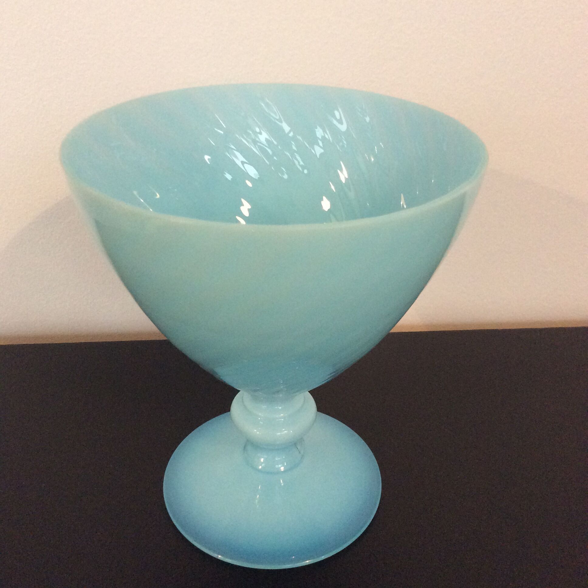 Blue twisted opaline vase