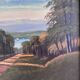 Vintage original coastal landscape oil painting, signed seaside art