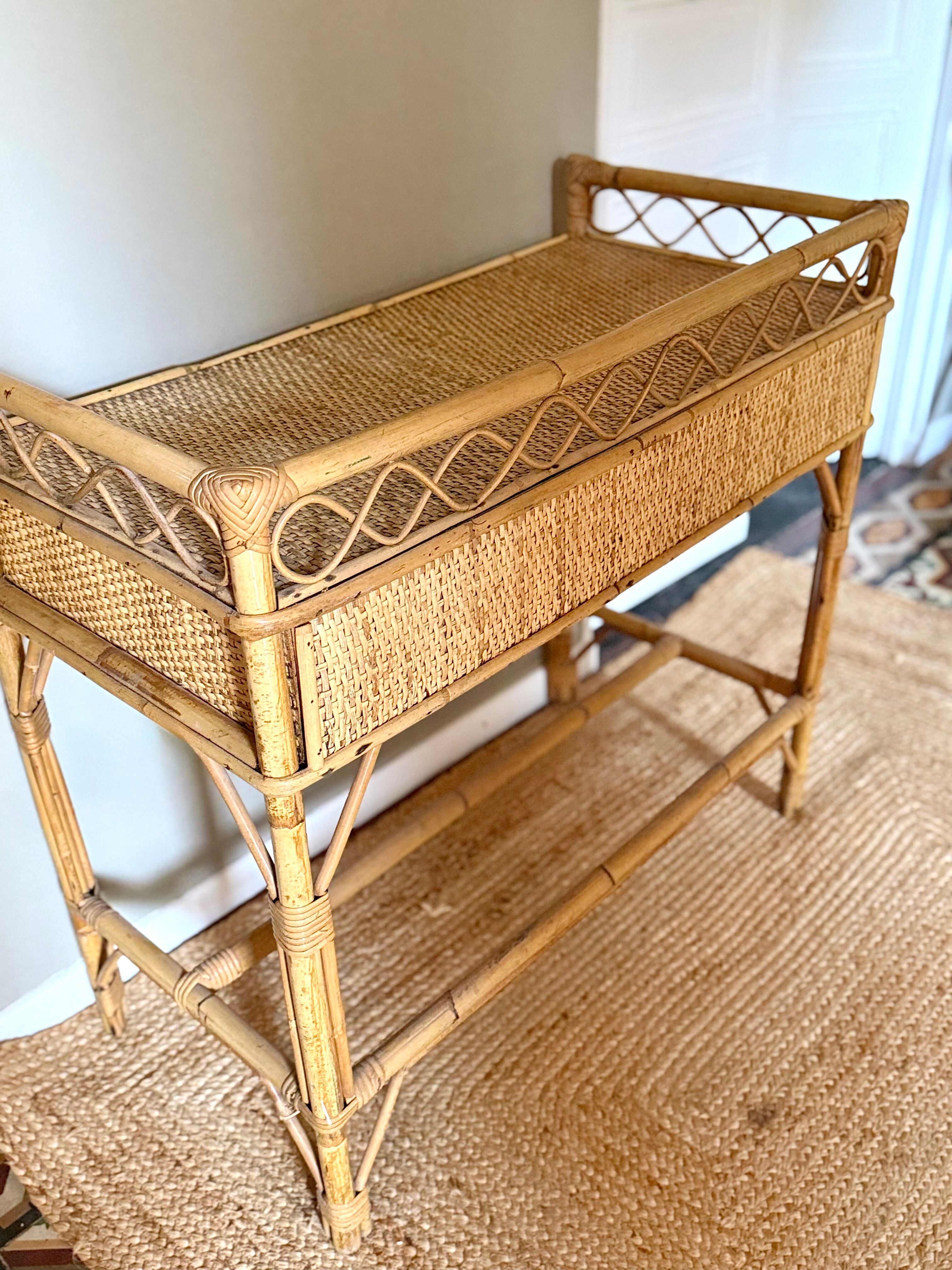 Vintage bamboo and rattan desk