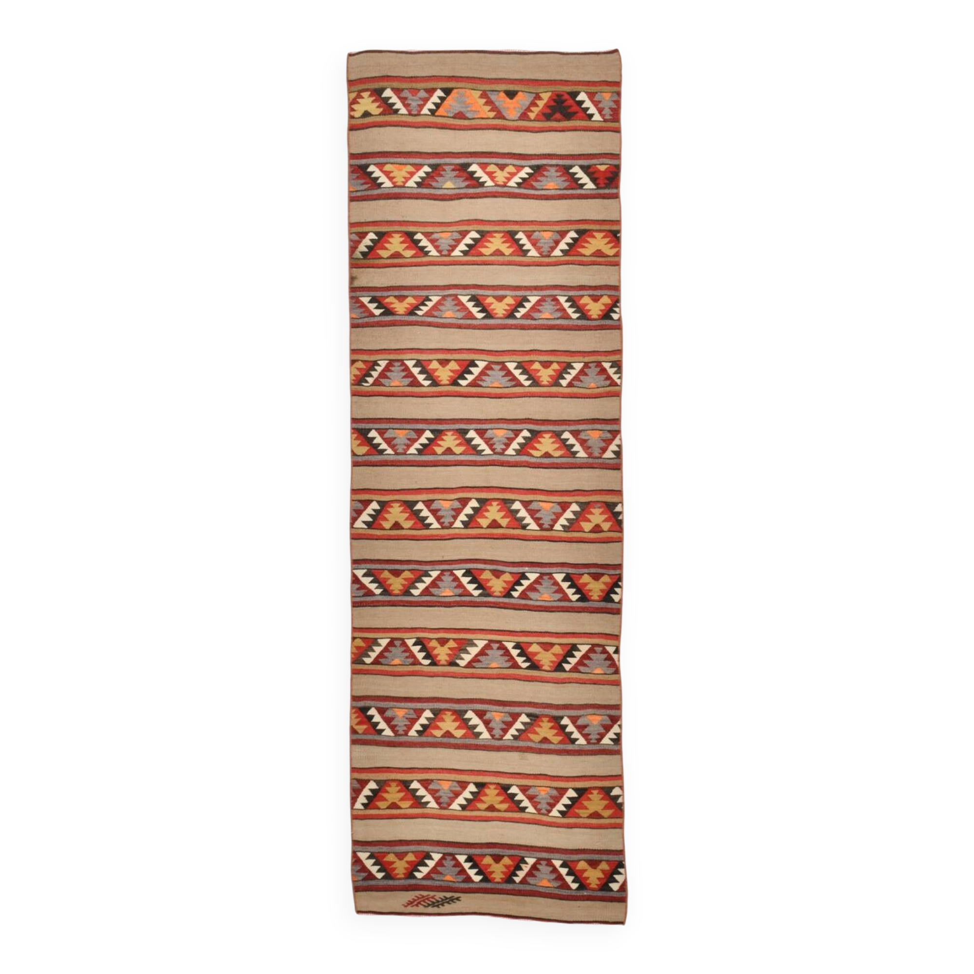 Tapis couloir kilim vintage – Tissage artisanal d’Anatolie, années 60