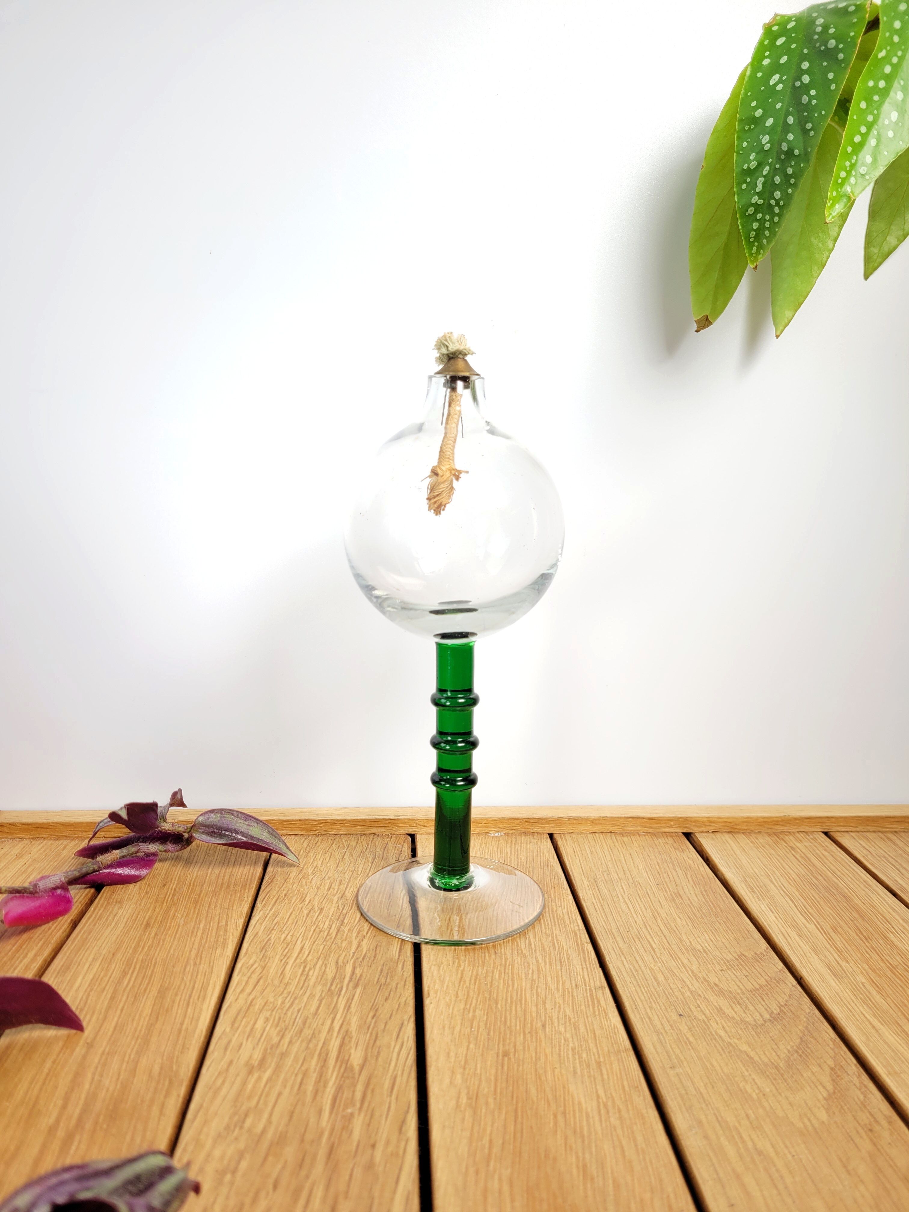 Blown glass oil lamp