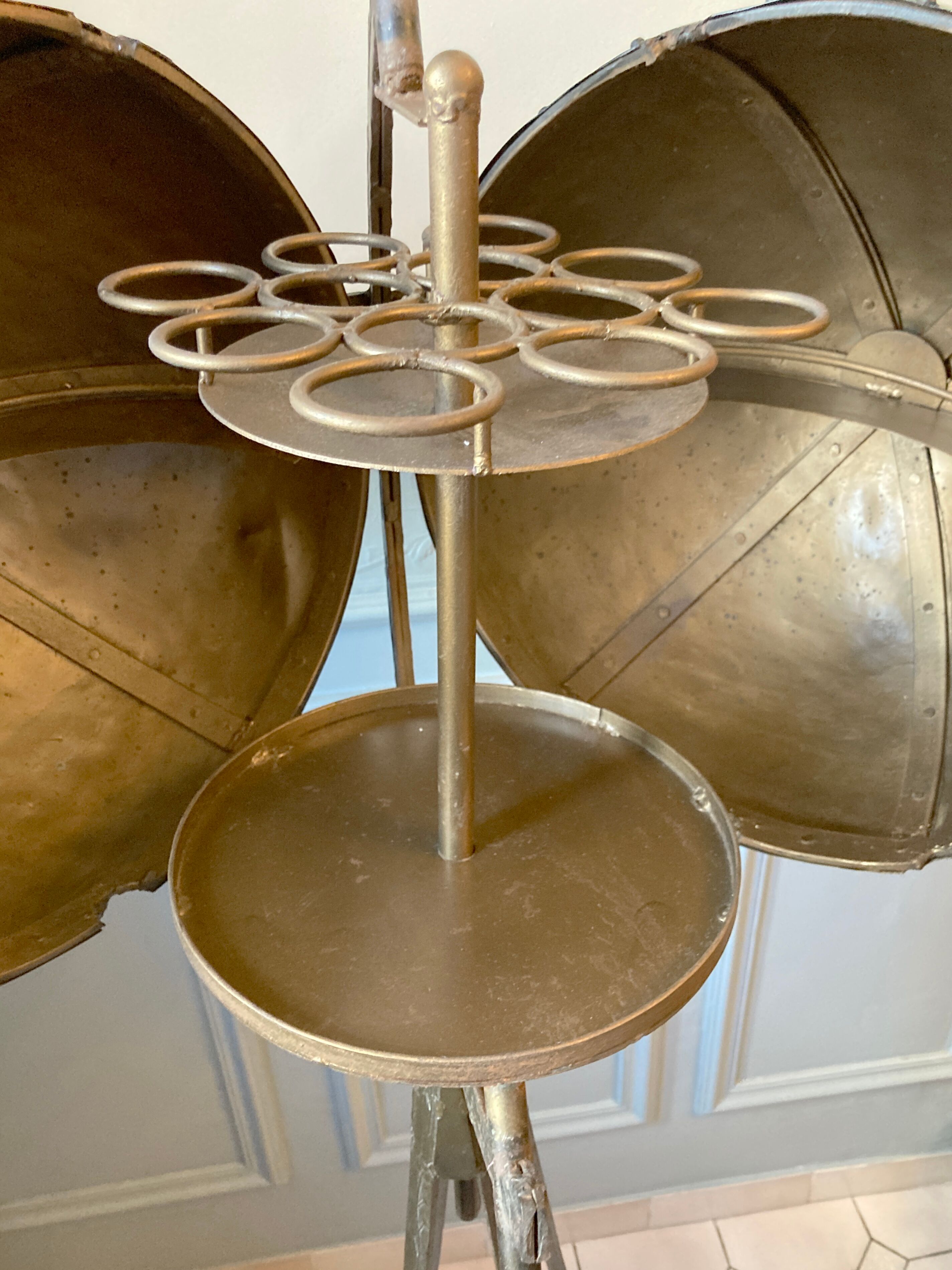 Atypical industrial furniture riveted sphere