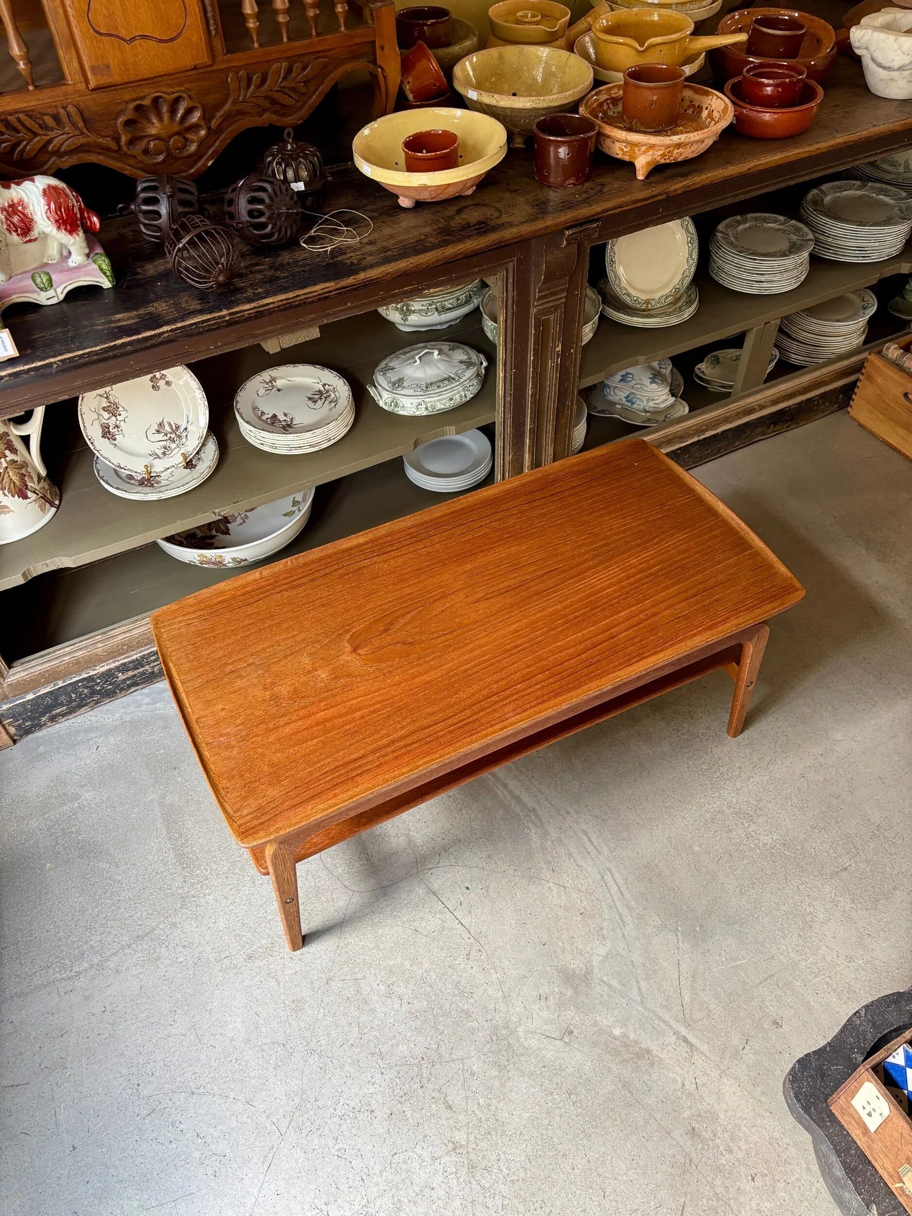 Danish coffee table in teak and rope by Arne Hovmand Olsen