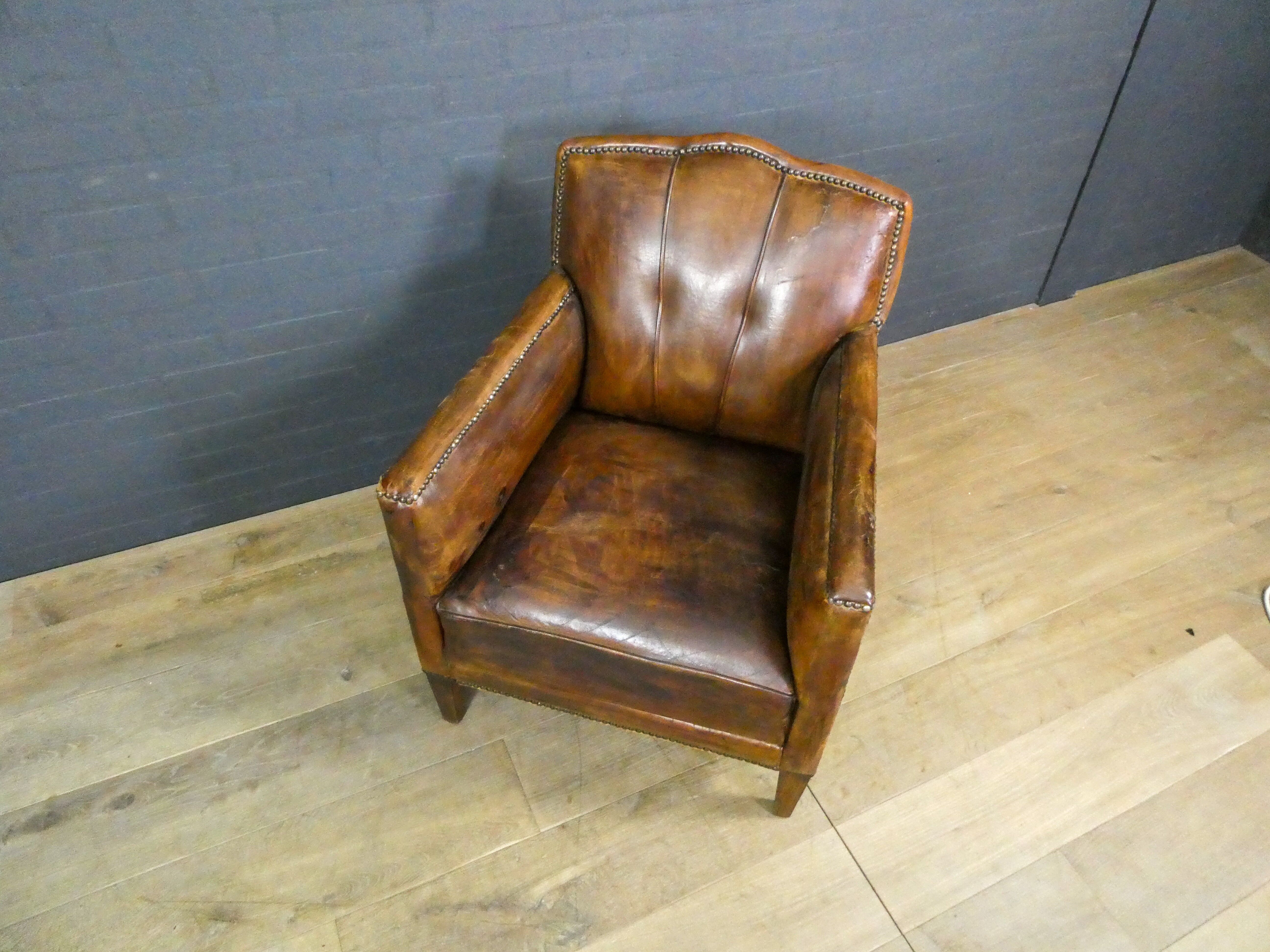 Vintage Art Deco Sheep Leather Armchair