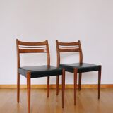 Pair of Scandinavian chairs skaï/teak