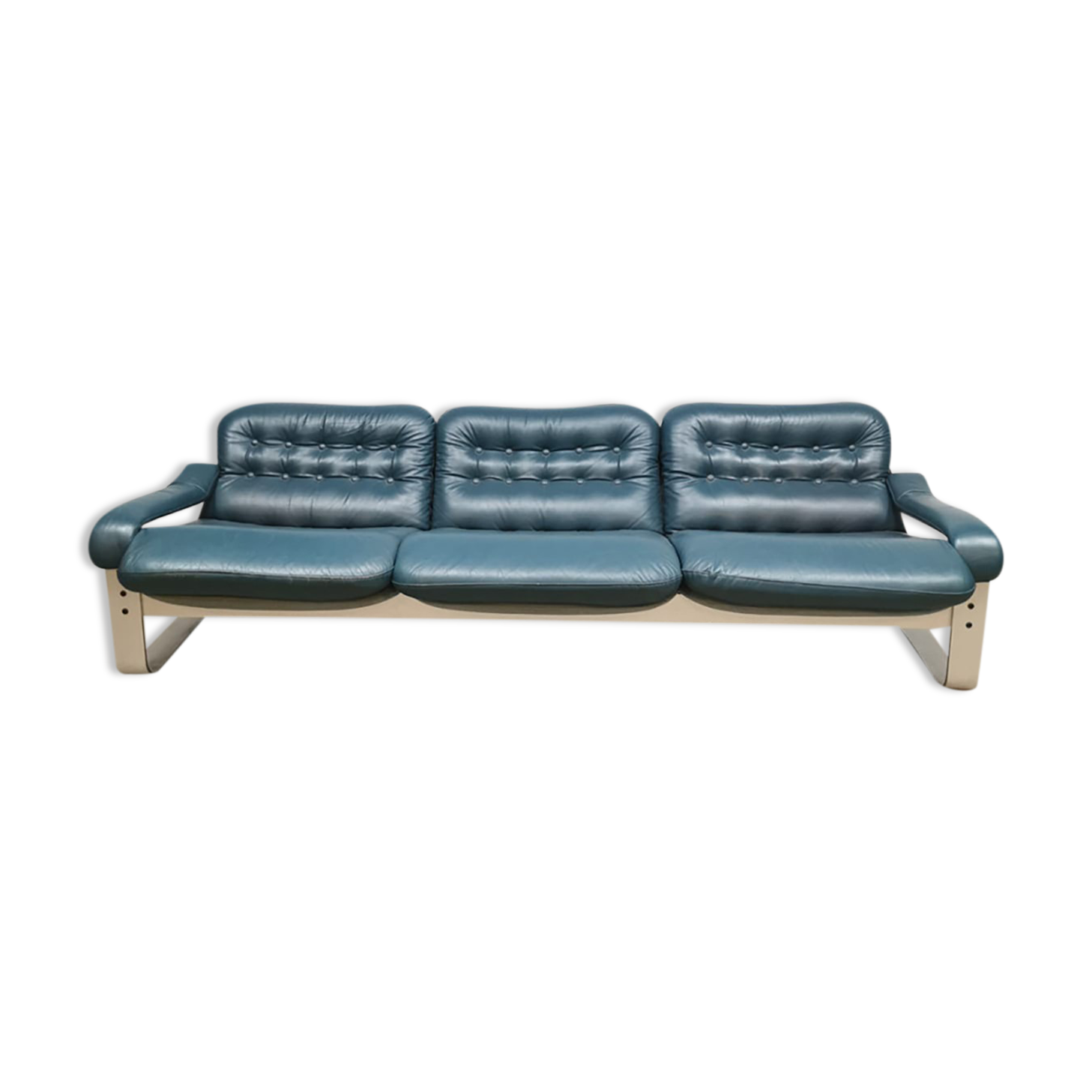 Midcentury vintage 3-seater leather sofa