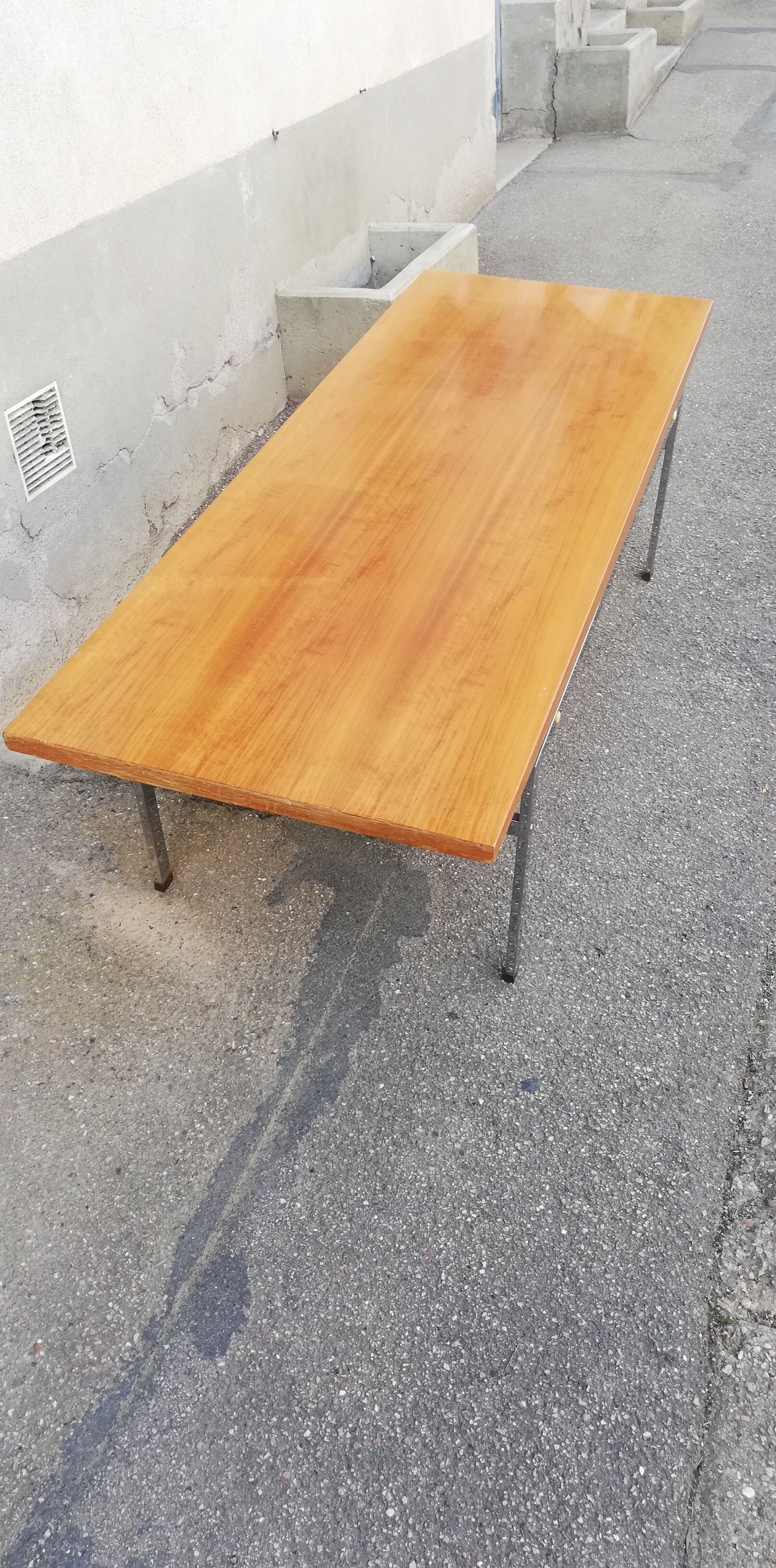 Vintage walnut and chrome coffee table