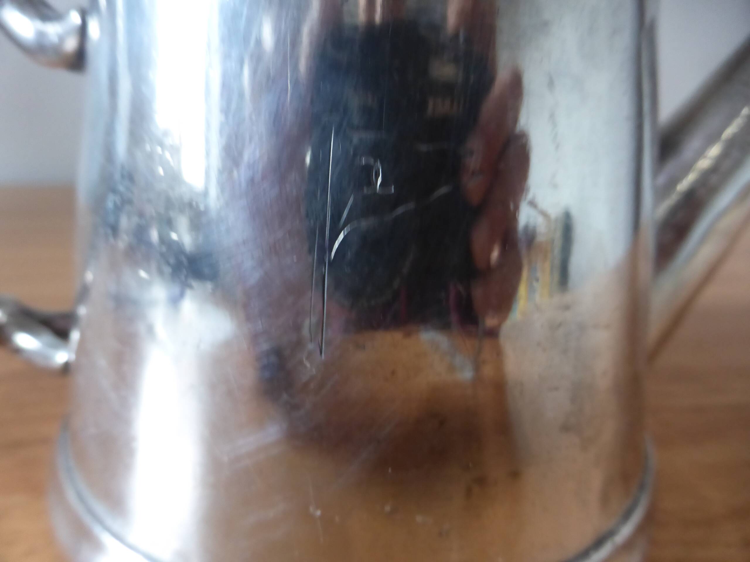 Vintage silver-plated metal teapot, pottery style