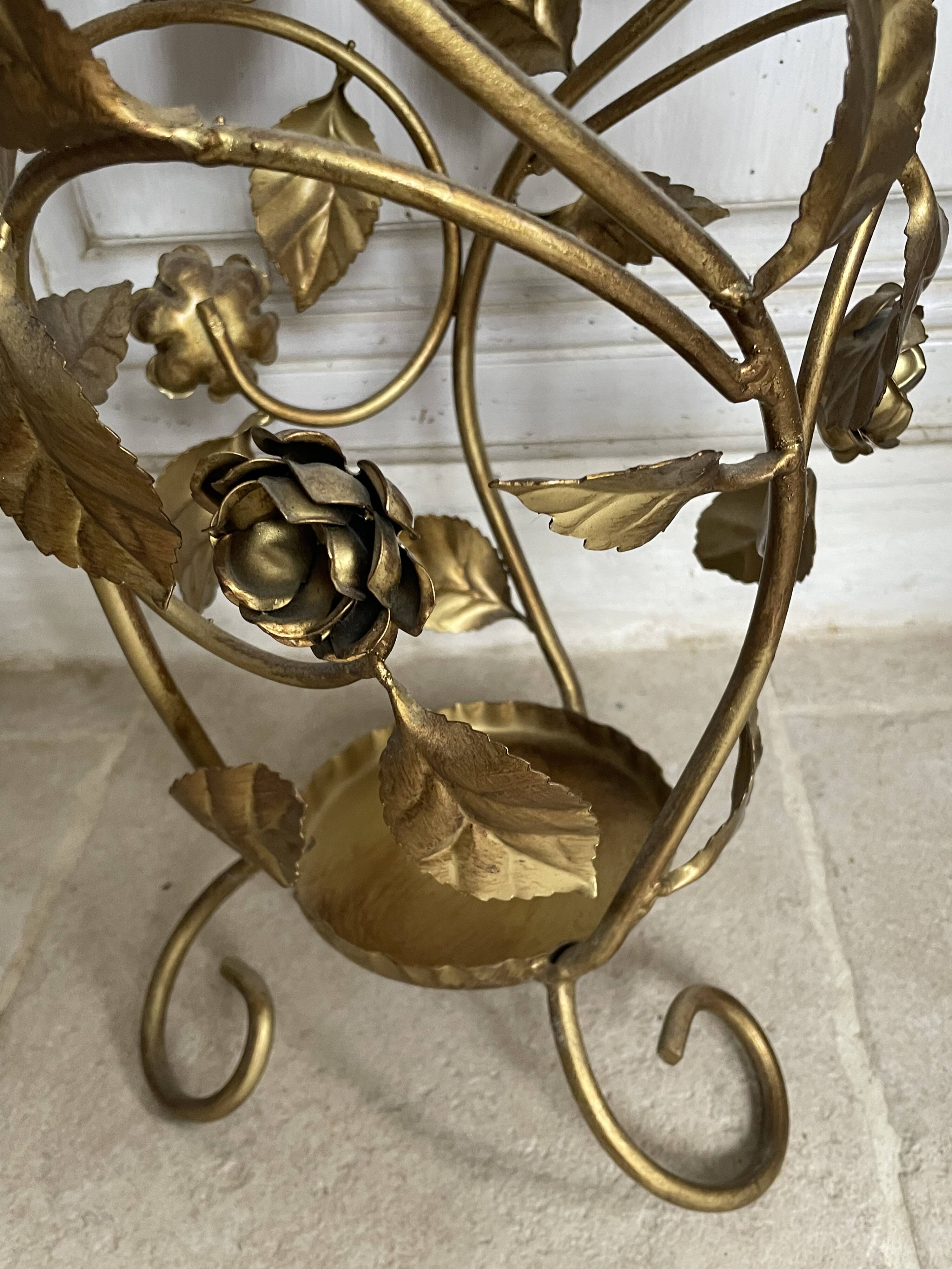 Porte-parapluie en métal doré attribué à Hans Kögl, Italie, 1960s