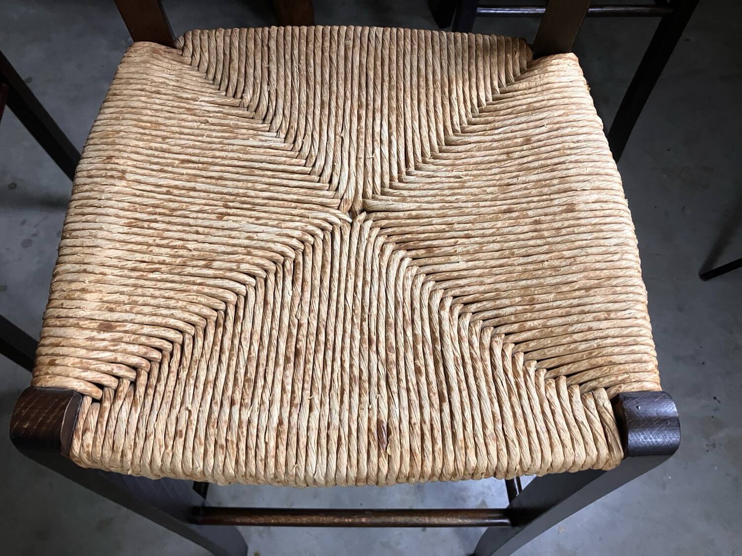 Tabouret de bar 4x vintage jonc brocante