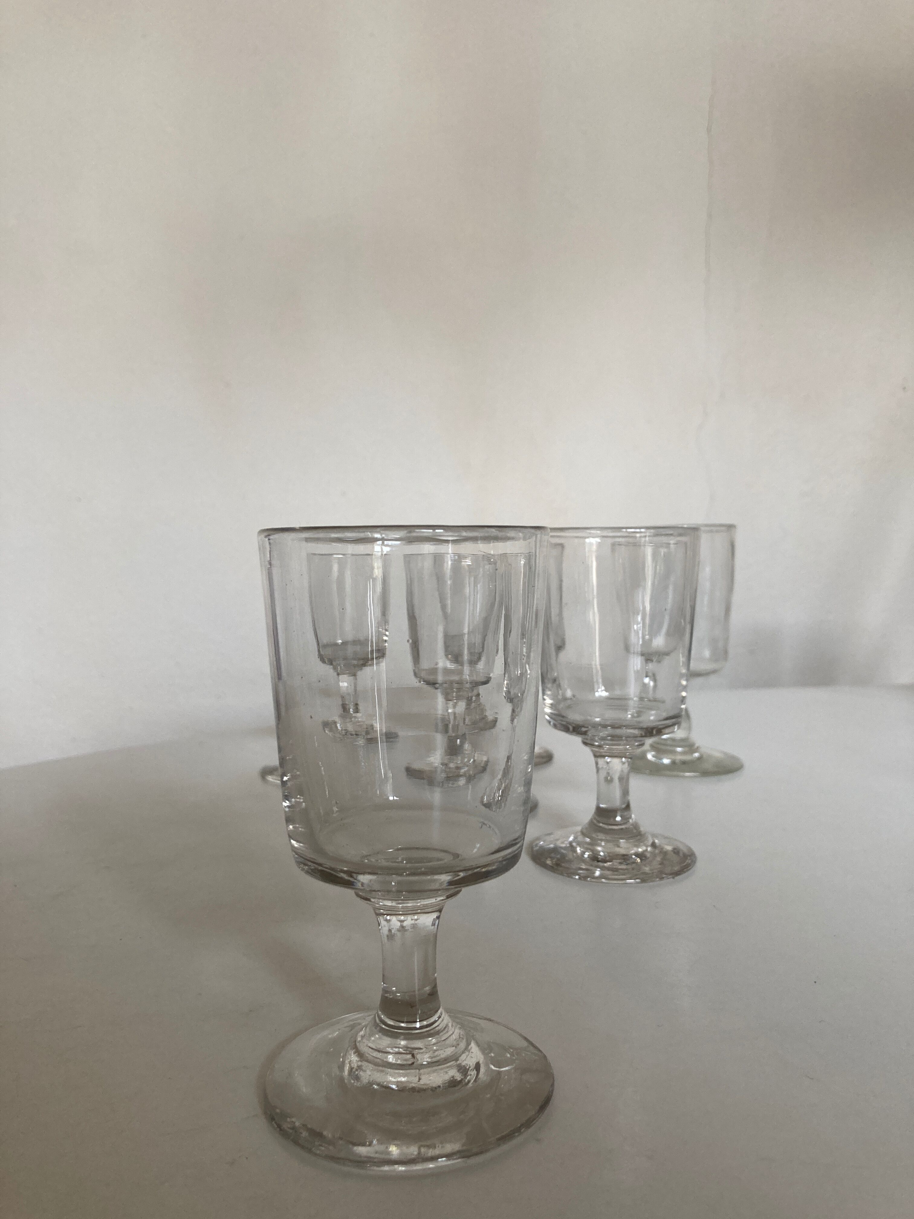 Set de 6 verres de campagne 19e rouleau à pied