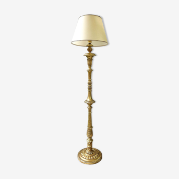 Louis XVI column floor lamp in gilded wood