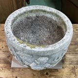 Reconstituted stone planter with hunting decoration