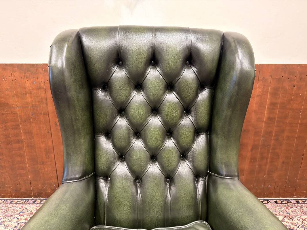 Large English Chesterfield Desk Chair Green