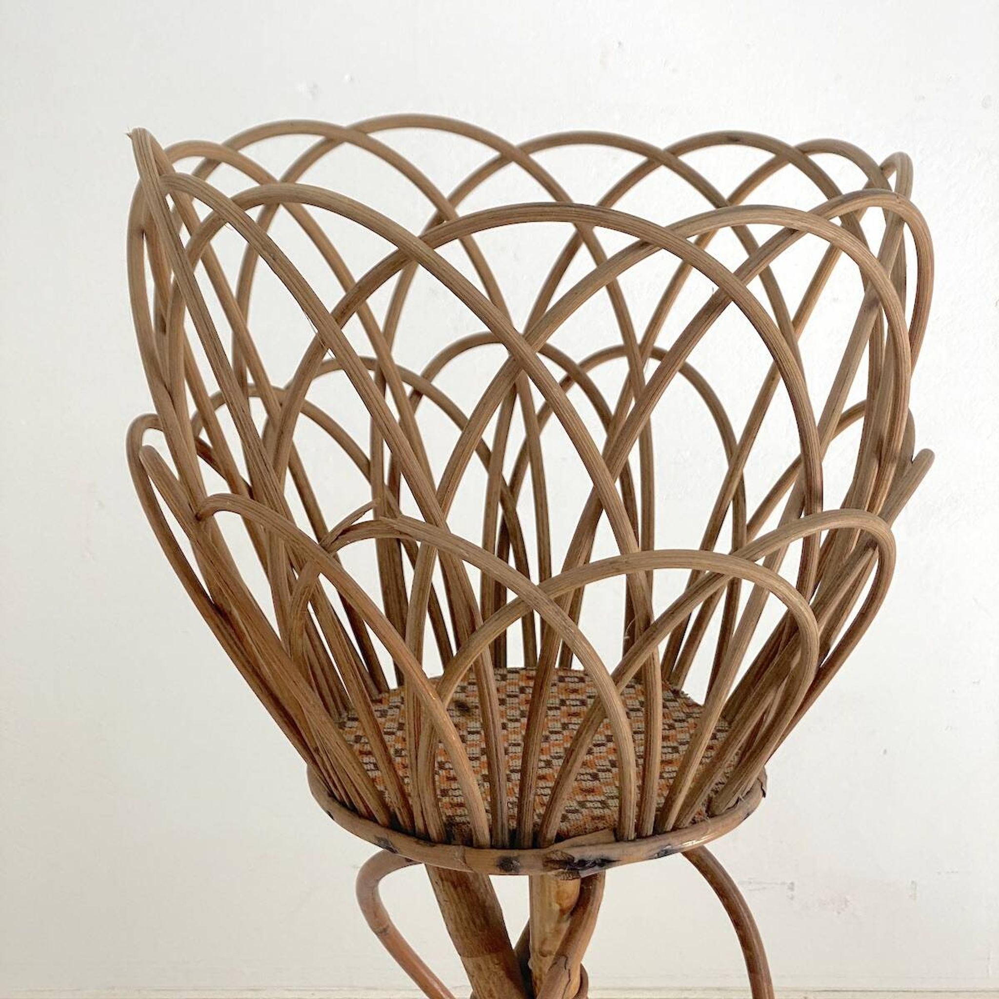 Porte plante en rotin vintage 70's