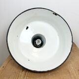 Lampe industrielle d’usine en émail vert années 1960