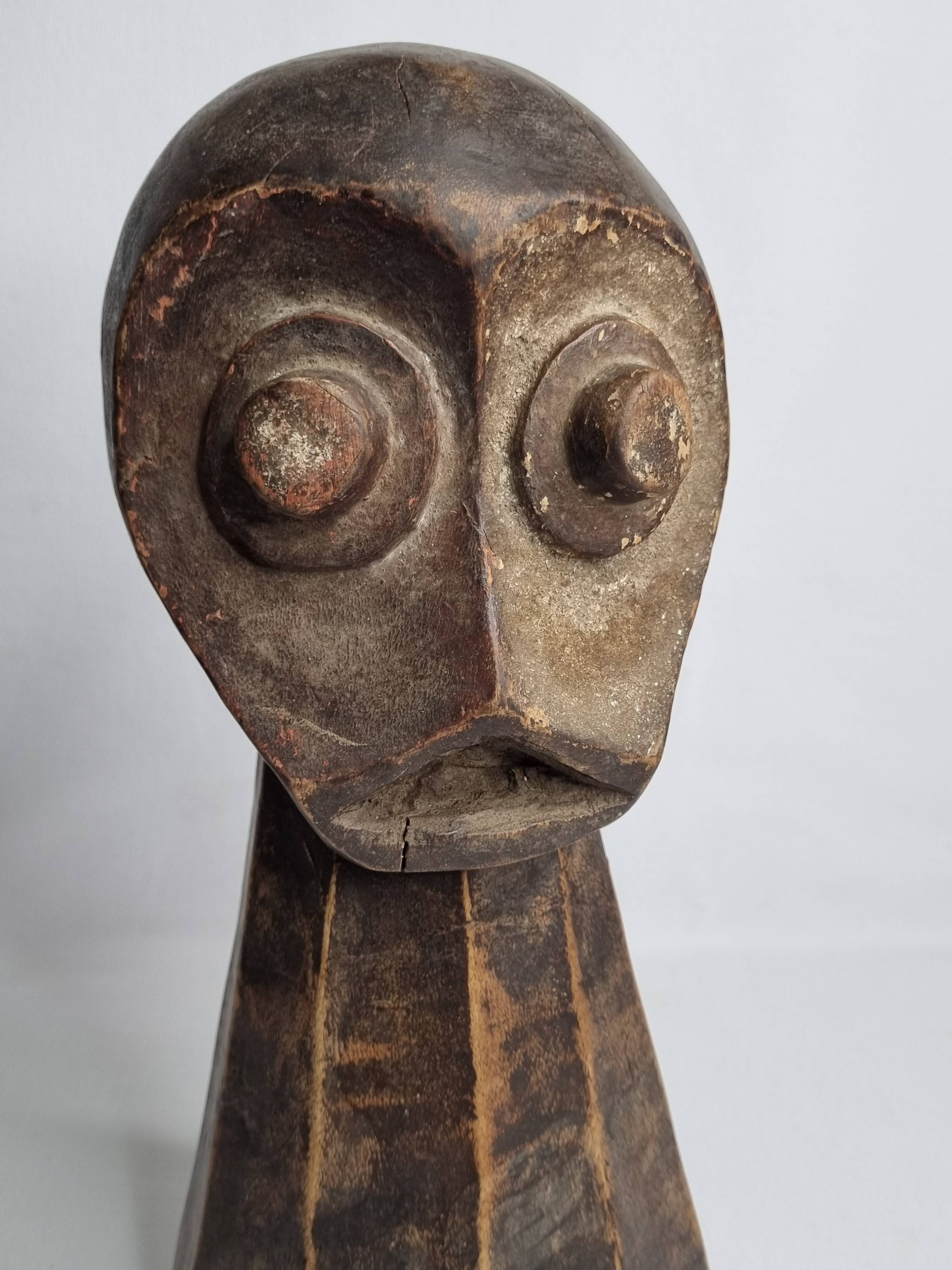 Tribal wooden sculpture, African ritual art, Kalunga Bembe head, 31 cm