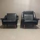 Fauteuil cuir noir "design scandinave" 1950.