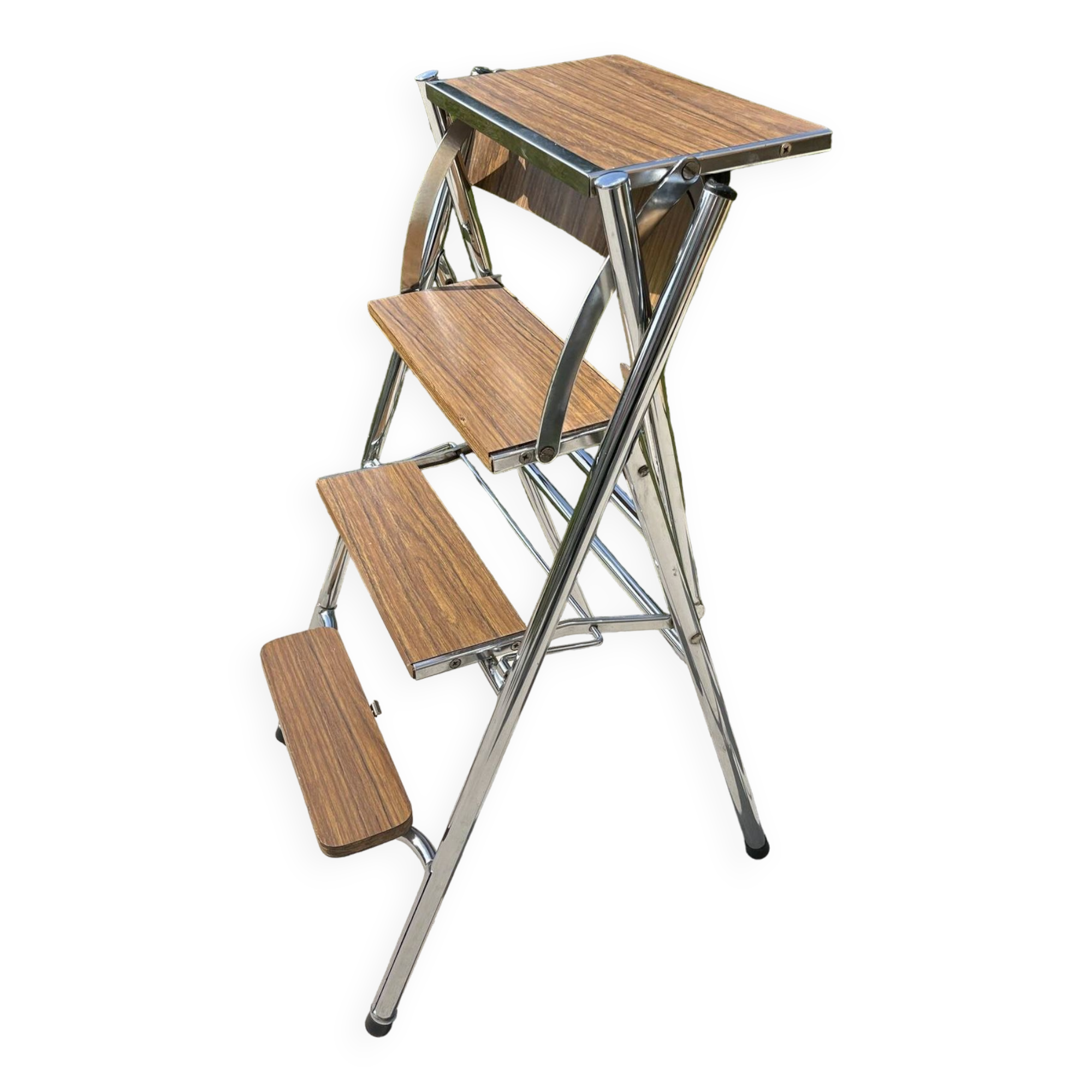 Chrome and formica stepladder chair from the 60s/70s
