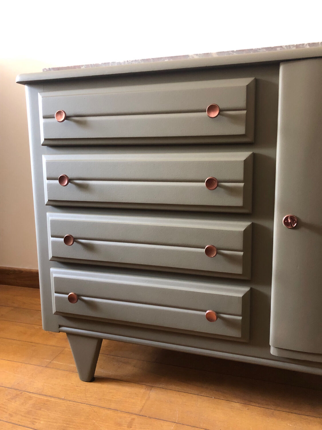 Olive green chest of drawers