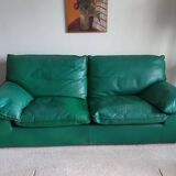 Sofa set and a green leather armchair - 1990s style - Duvivier brand
