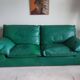 Sofa set and a green leather armchair - 1990s style - Duvivier brand