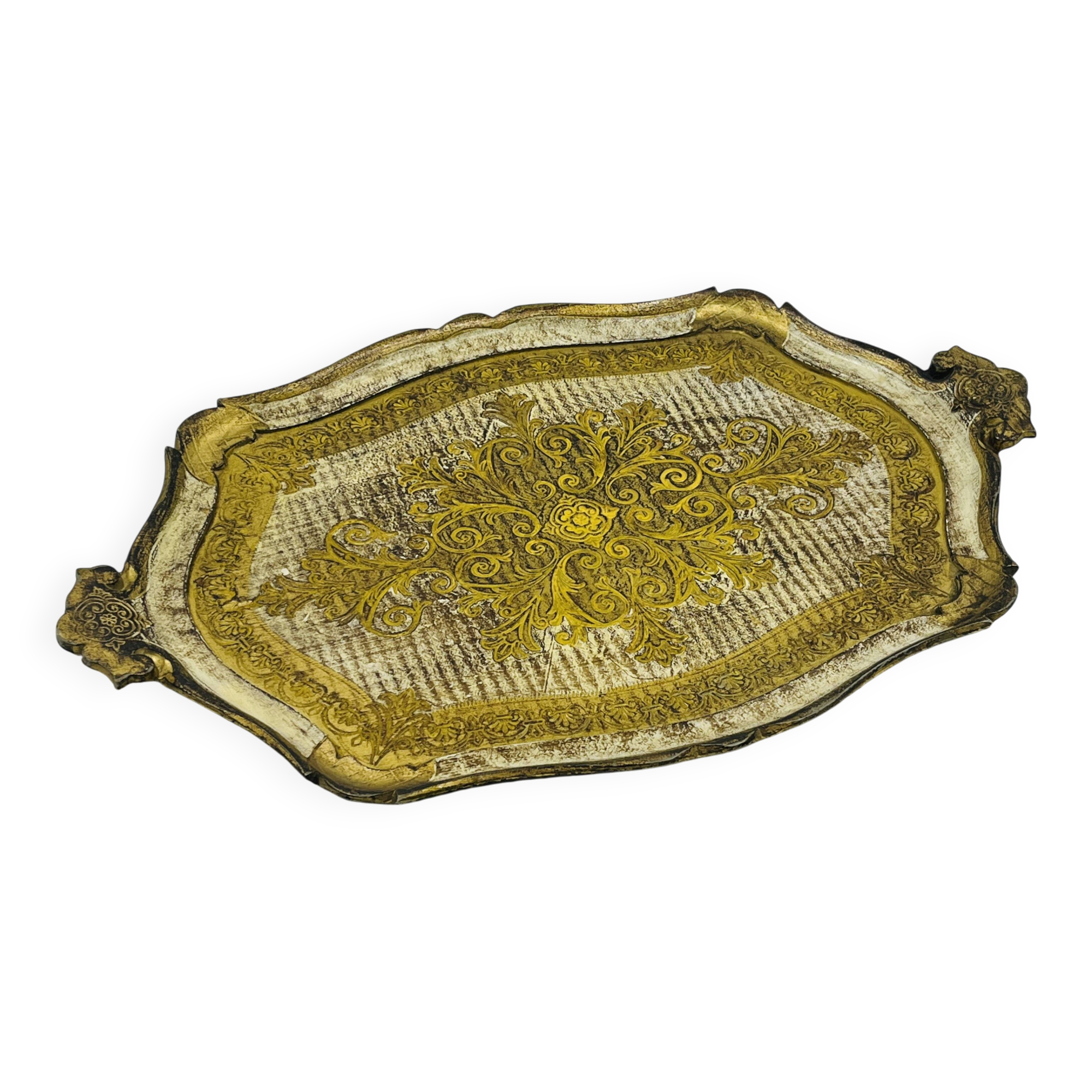 Decorative vintage baroque gold plateau