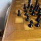 Chess set with wooden board and pieces