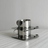Designer stainless steel cups with tray and spoon