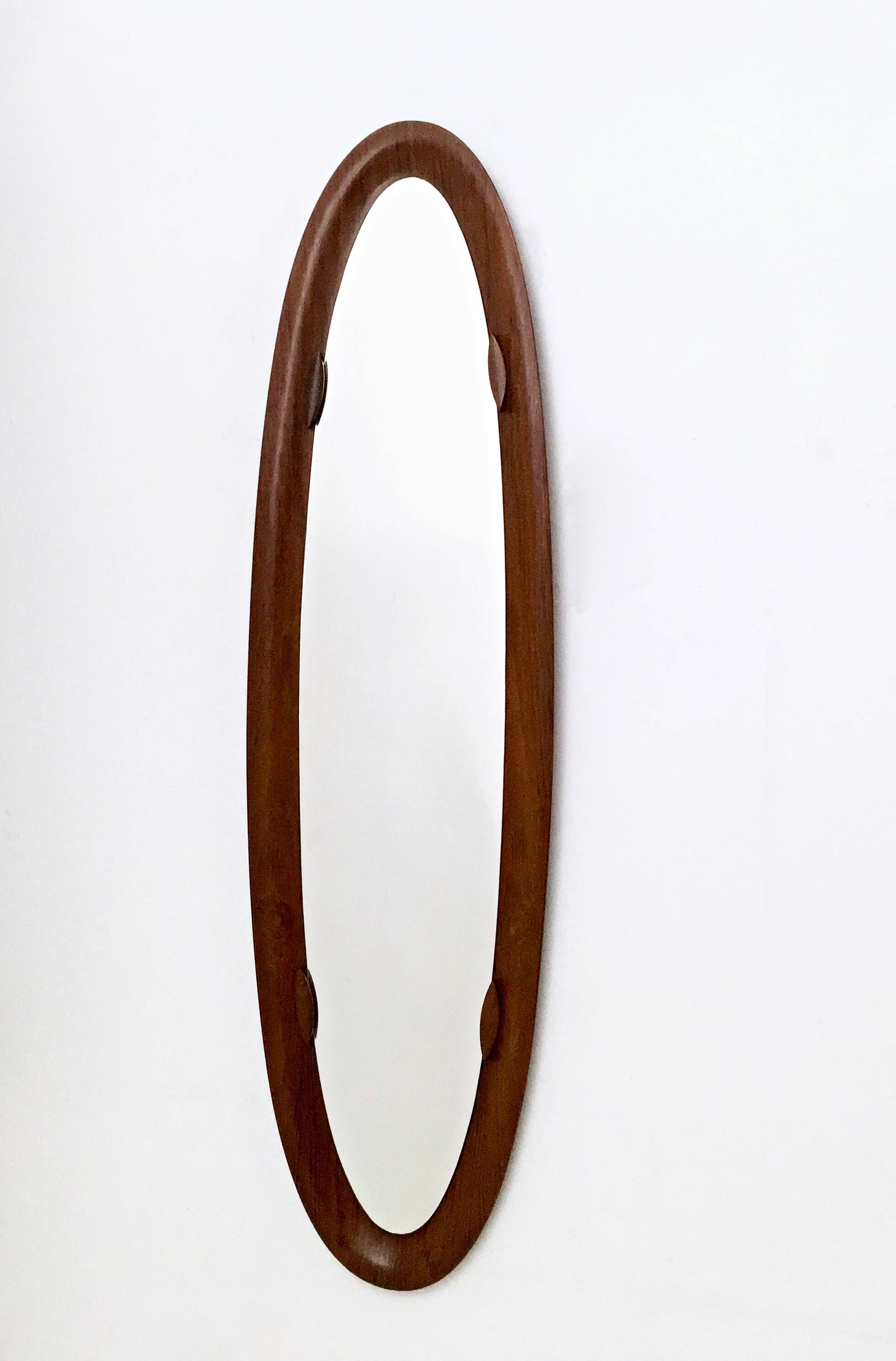 Oval Wall Mirror with a Beech Frame, Italy