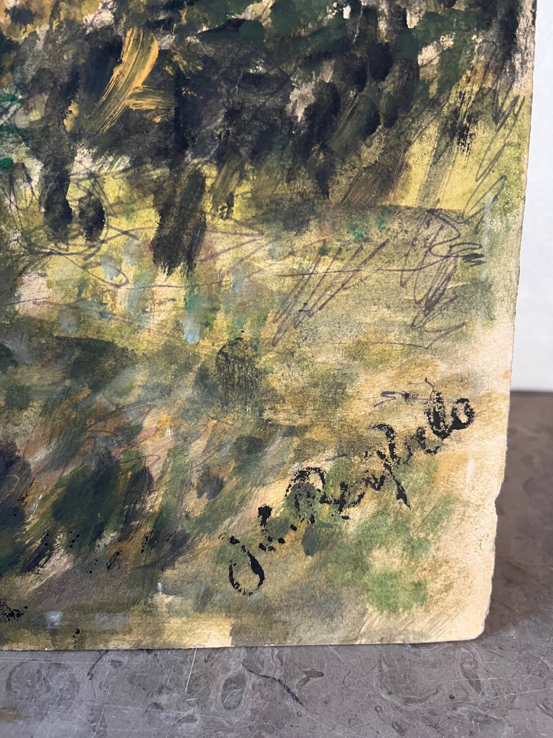 "Trees" oil on cardboard signed