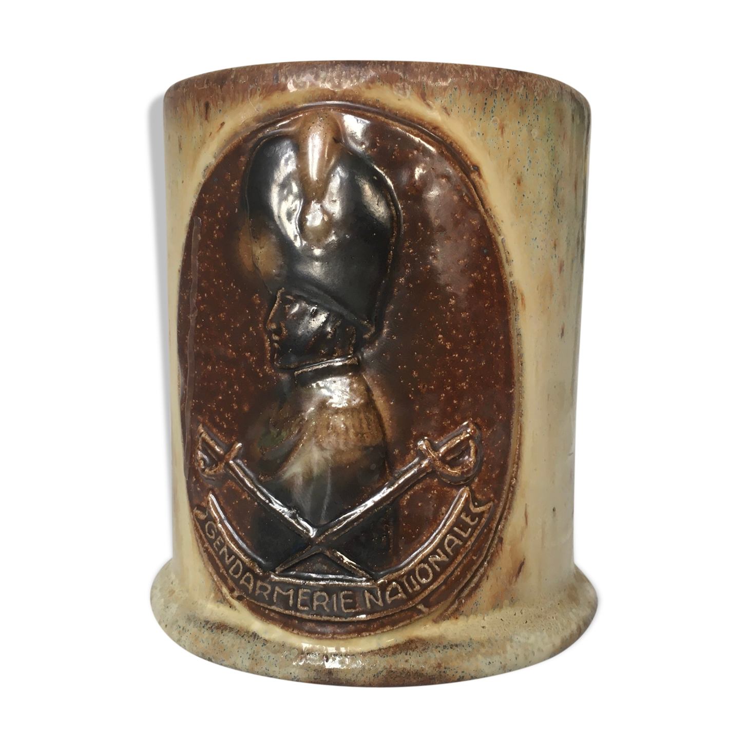 Large cup forming flamed pen pot of Vallauris