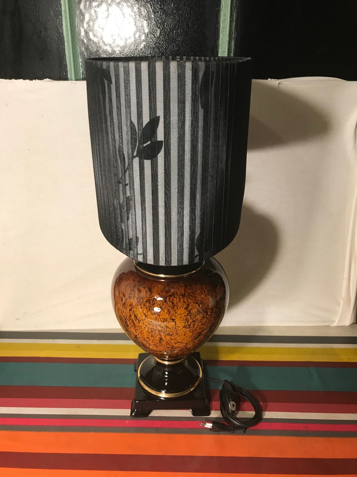 Ancient balustre lamp laurie light ceramics - lamp-day black fabric vintage