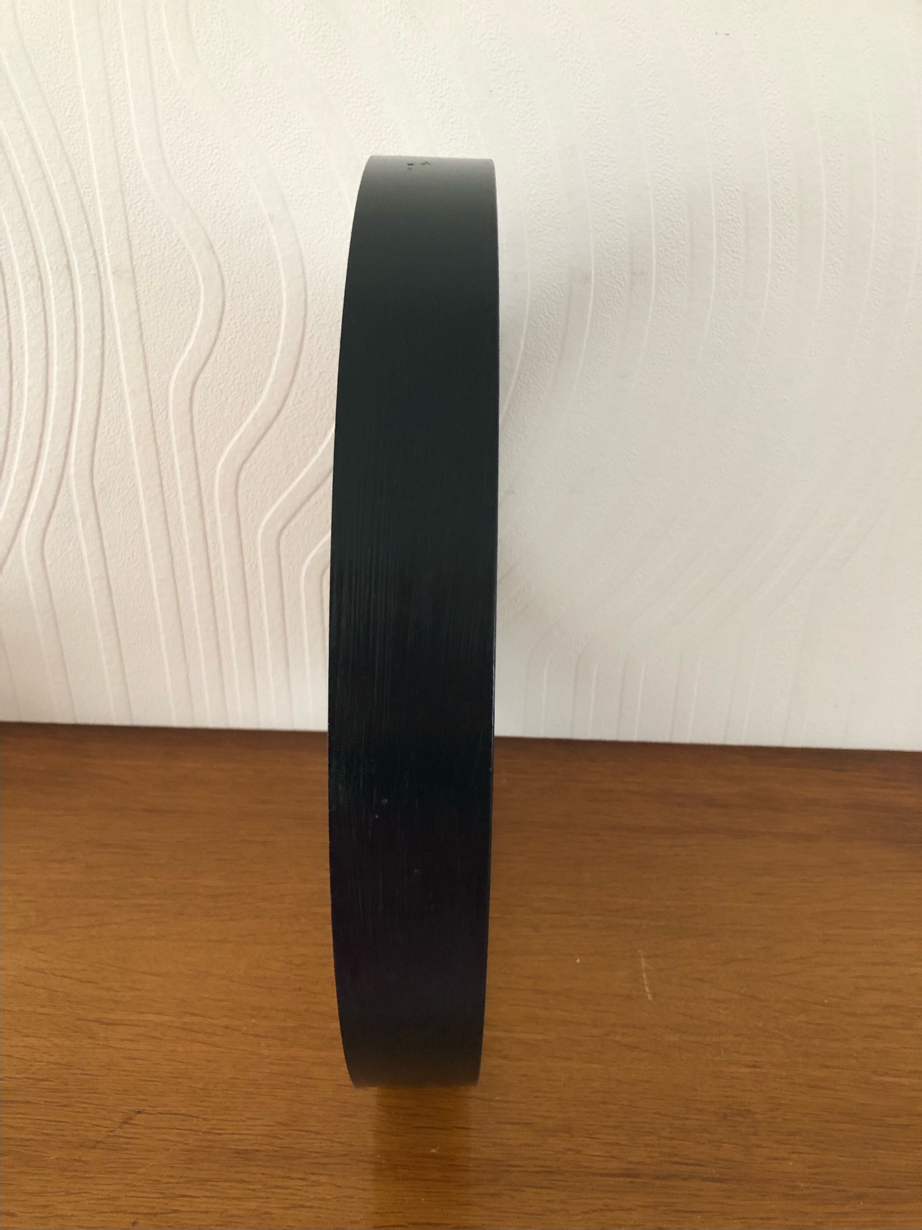 Vintage round mirror in black gilac plastic