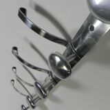 Aluminum vintage wall coat rack with 5 hooks, 1950s