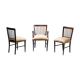Set of 3 office chairs wood leather 50s vintage