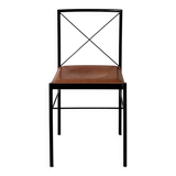 Cognac metal and leather chair, Arrben Italy design 1970