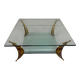 Glass coffee table with solid brass legs, Italian design from the 60s