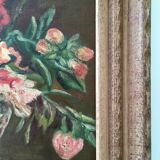 Table oil bouquet of peonies
