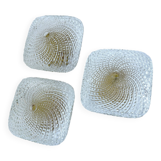 3 Vintage Glass Wall Lights